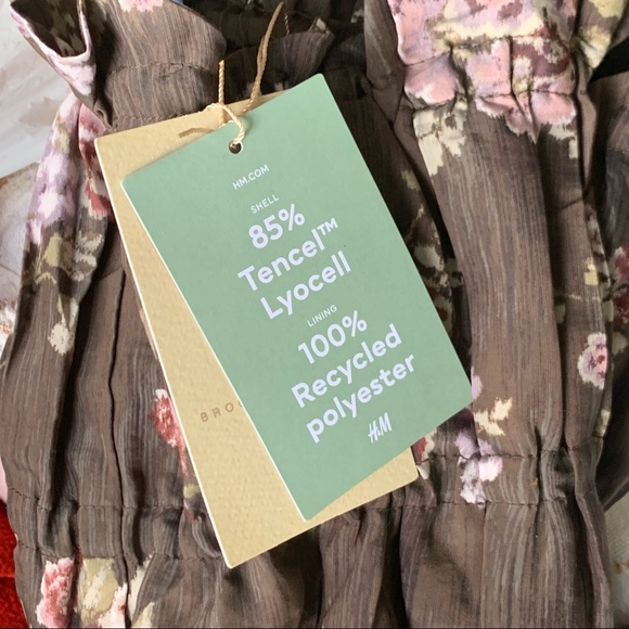 BROCK COLLECTION X H&M Floral Print Muted Rose and Brown Tube Top Ribbon… - Picture 7 of 8